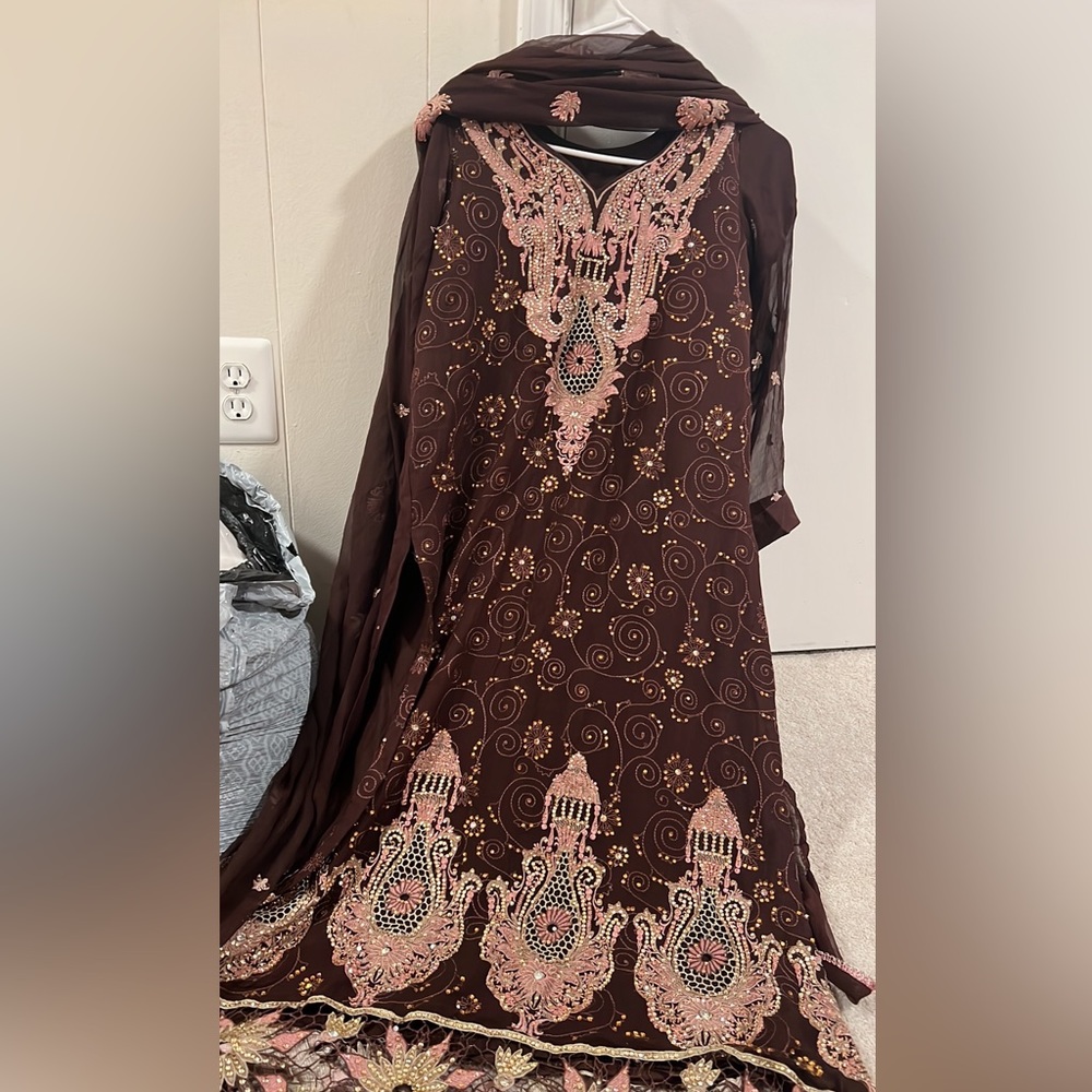 Embroidery and sequins cut work wedding wear beautiful dress wore just once